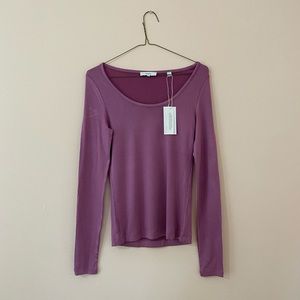 NWT Vince Purple Scoop Neck Long Sleeve Shirt XXS